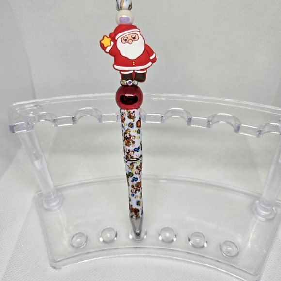 3D Silicone Bead Christmas Themed Bling and Beaded Handcrafted Pens- Black Ink - Picture 2 of 5